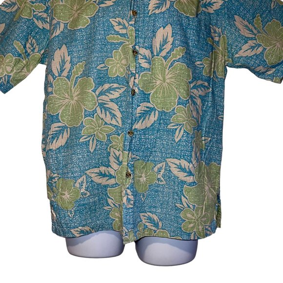 Vintage Retro Cooke Street Hawaiian Shirt Mens M Plumeria Aloha Vacation Blue - Picture 3 of 10